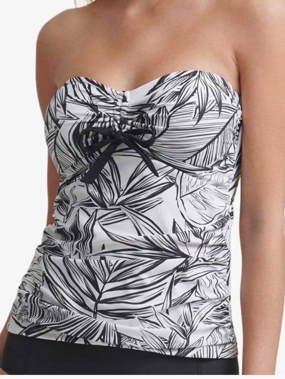 DKNY Sweatheart Neck Palm Leaf‎ Print Bandeau Tankini Swim Top
